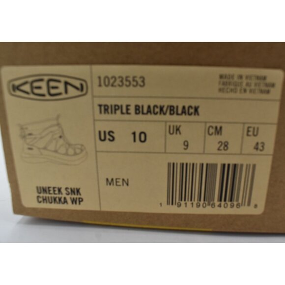 Keen Mens Size 10 Uneek SNK Chukka Triple Black Waterproof Boots Shoes - Picture 15 of 15